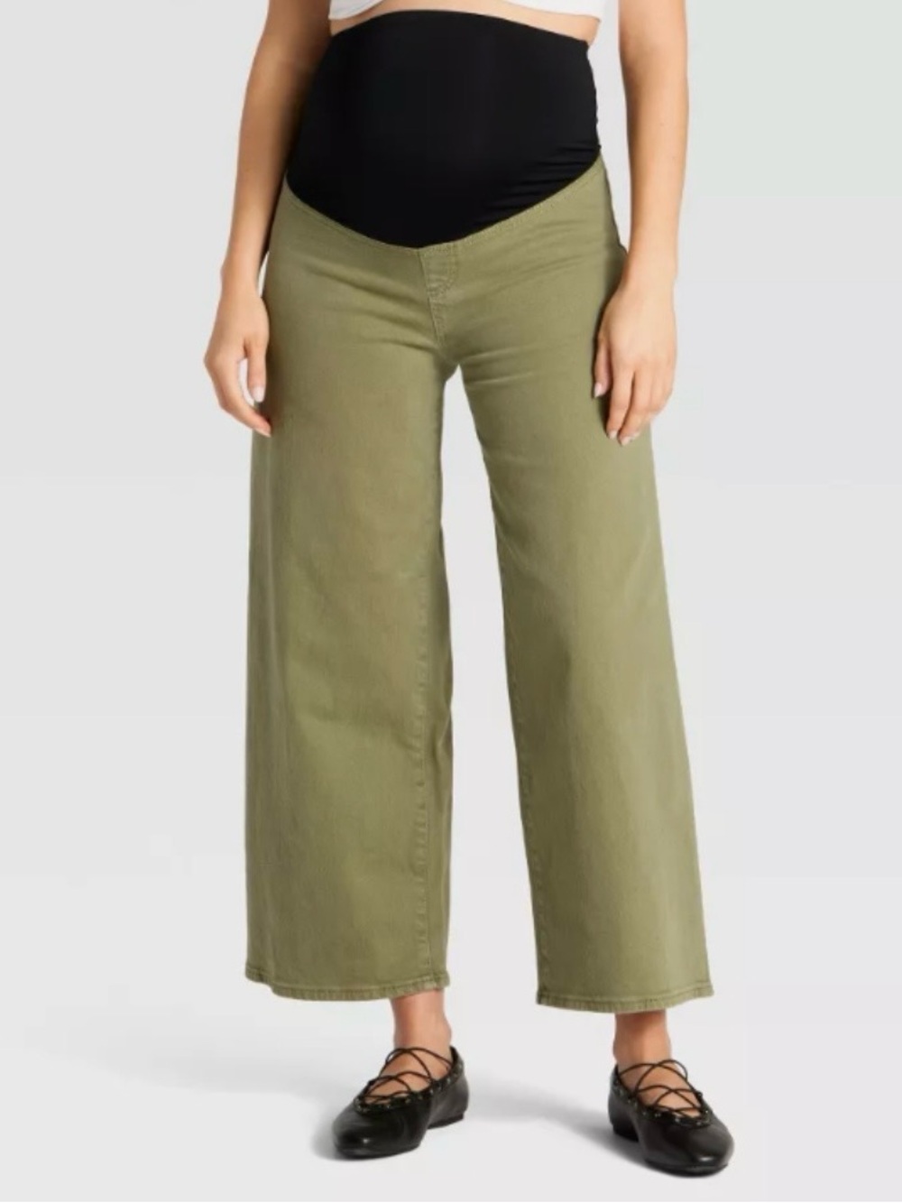 Isabel By Ingrid & Isabel Wide Leg Green Maternity Jeans Size 16 Tummy Panel